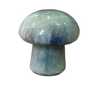 Blue Marble Mushroom Paper Weight Decoration 2.5” Tall Fairy Garden